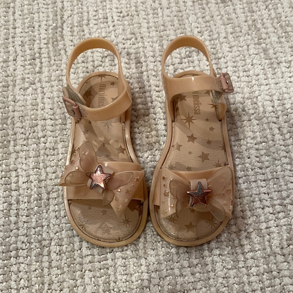 Mini Melissa Kids' Beige Sandals with Star Accent